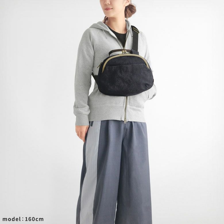 在庫商品】がま口ポシェット型ボディバッグ【デニム インディゴ