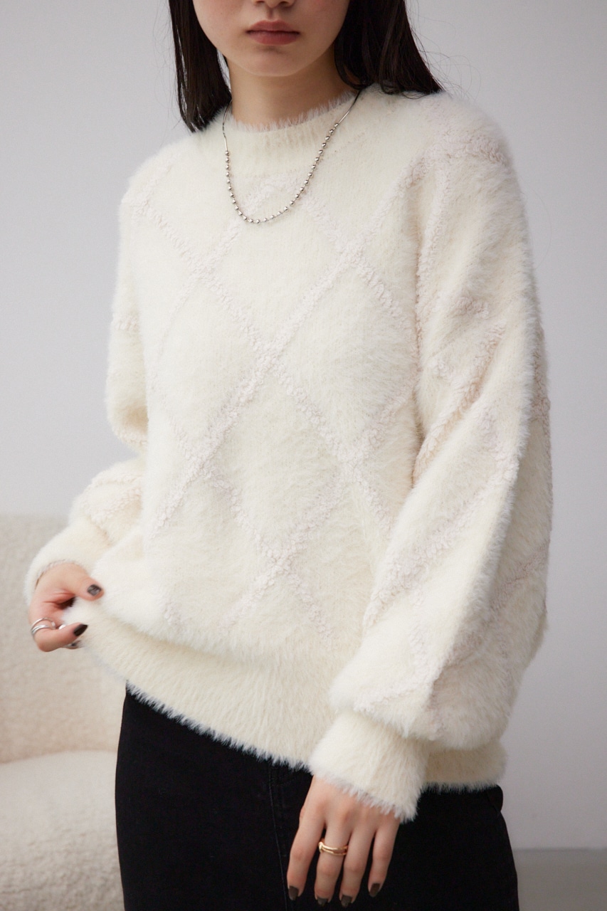 シャギーチェックニットトップス｜WOMEN｜250HAB70-542I｜AZUL BY