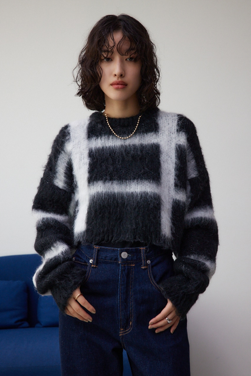 チェックパターンクロップドシャギーニット｜WOMEN｜250HAM70-316I