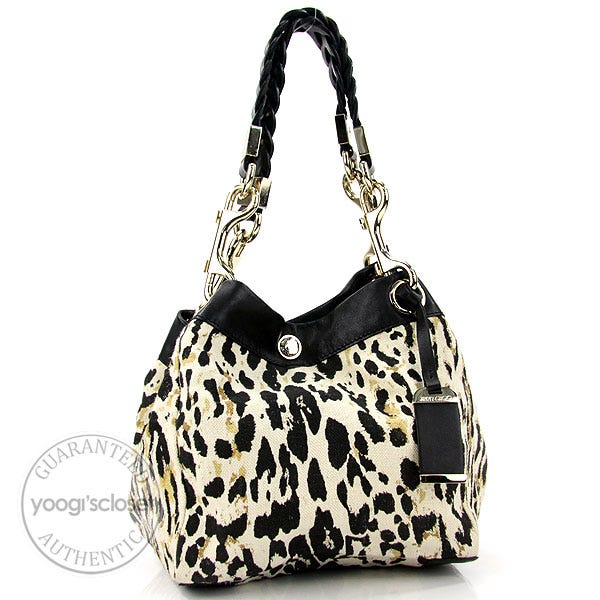 Jimmy Choo Leopard Print Canvas Small Lohla Tote Bag | Yoogi's Closet