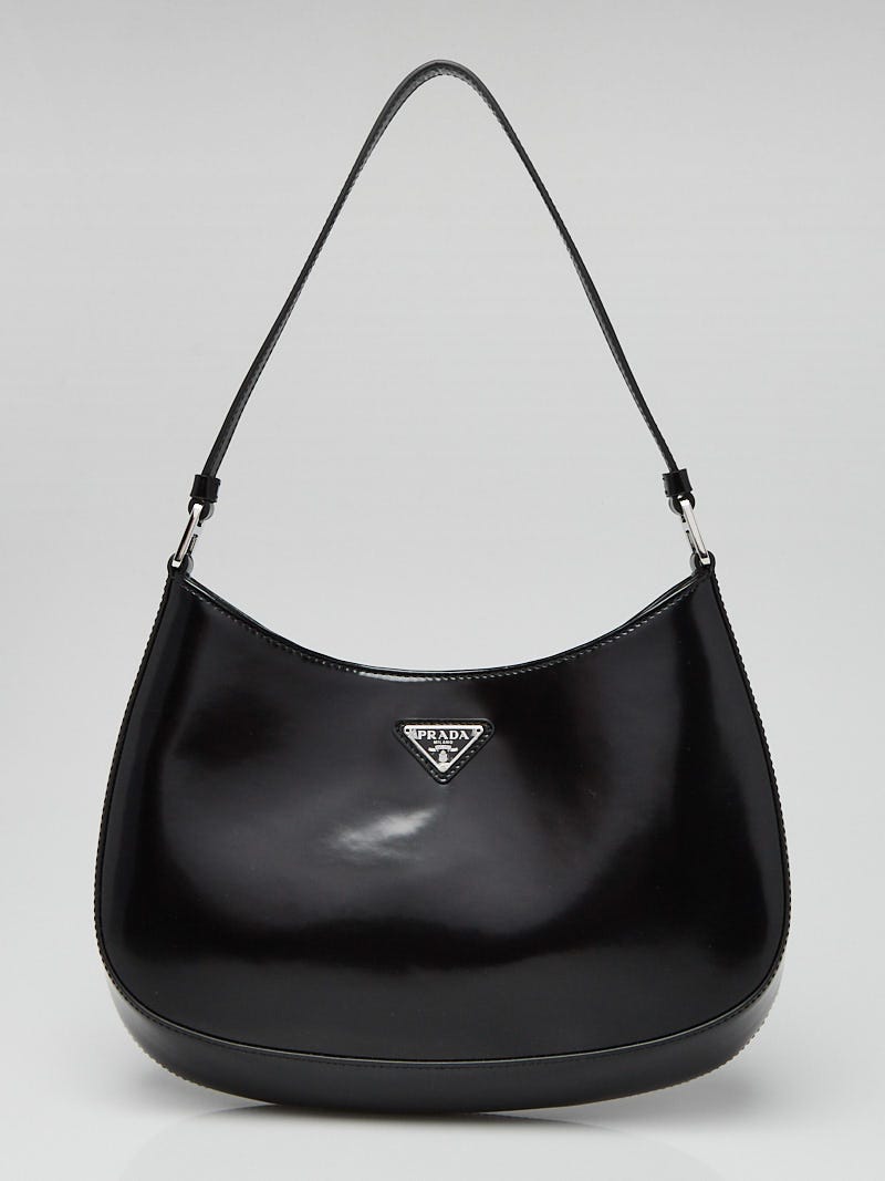 Prada Black Brushed Leather Cleo Shoulder Bag | Yoogi's Closet