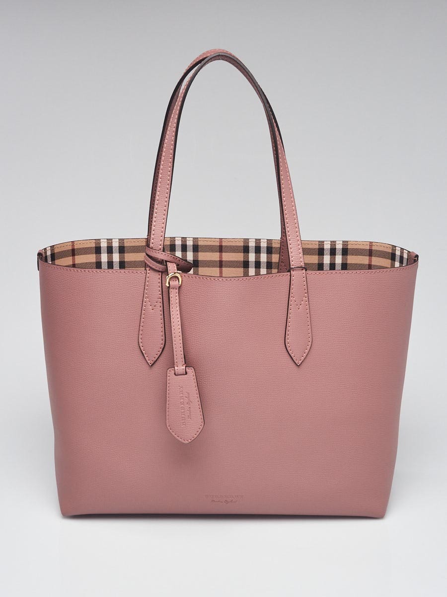Burberry Light Elderberry Leather and Haymarket Check Coated