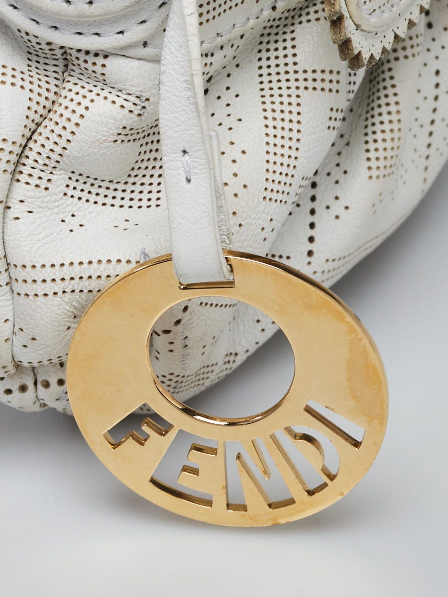 Fendi White Perforated FF Leather Mini Chef Bag - 8BK042 | Yoogi's