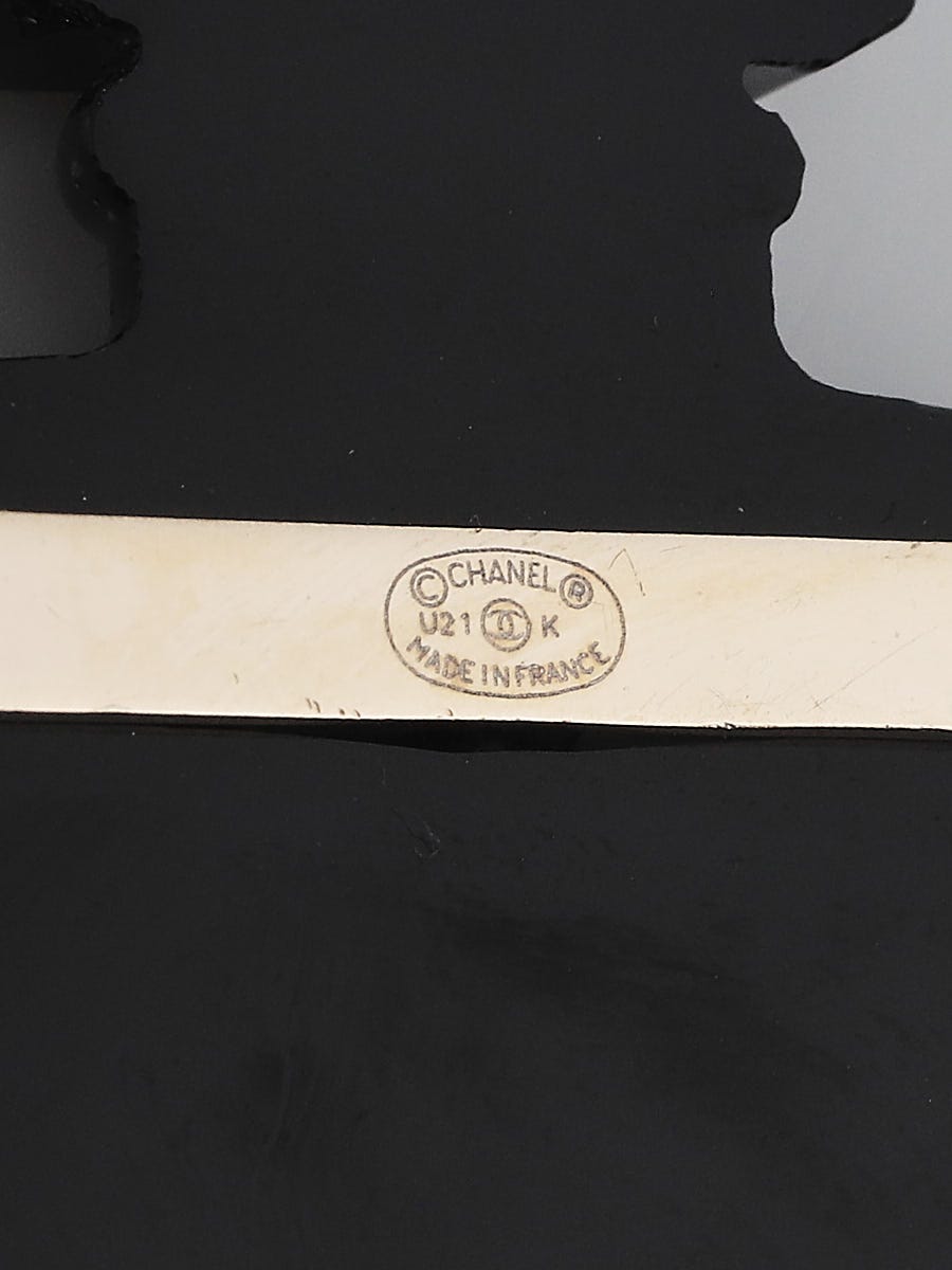 Chanel Black Glitter Resin Chanel No. 5 Parfum Brooch | Yoogi's Closet