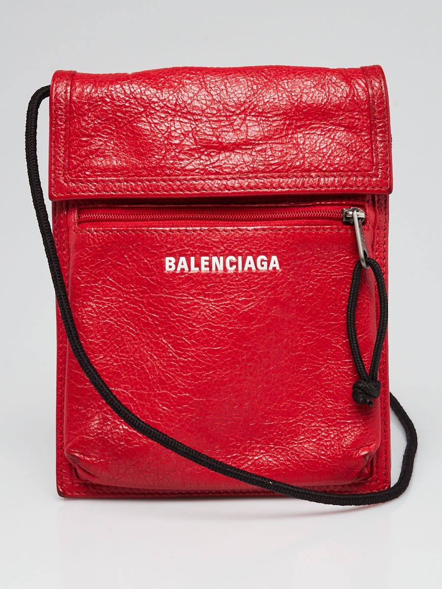 Balenciaga Red Leather Explorer Pouch Crossbody Bag | Yoogi's Closet
