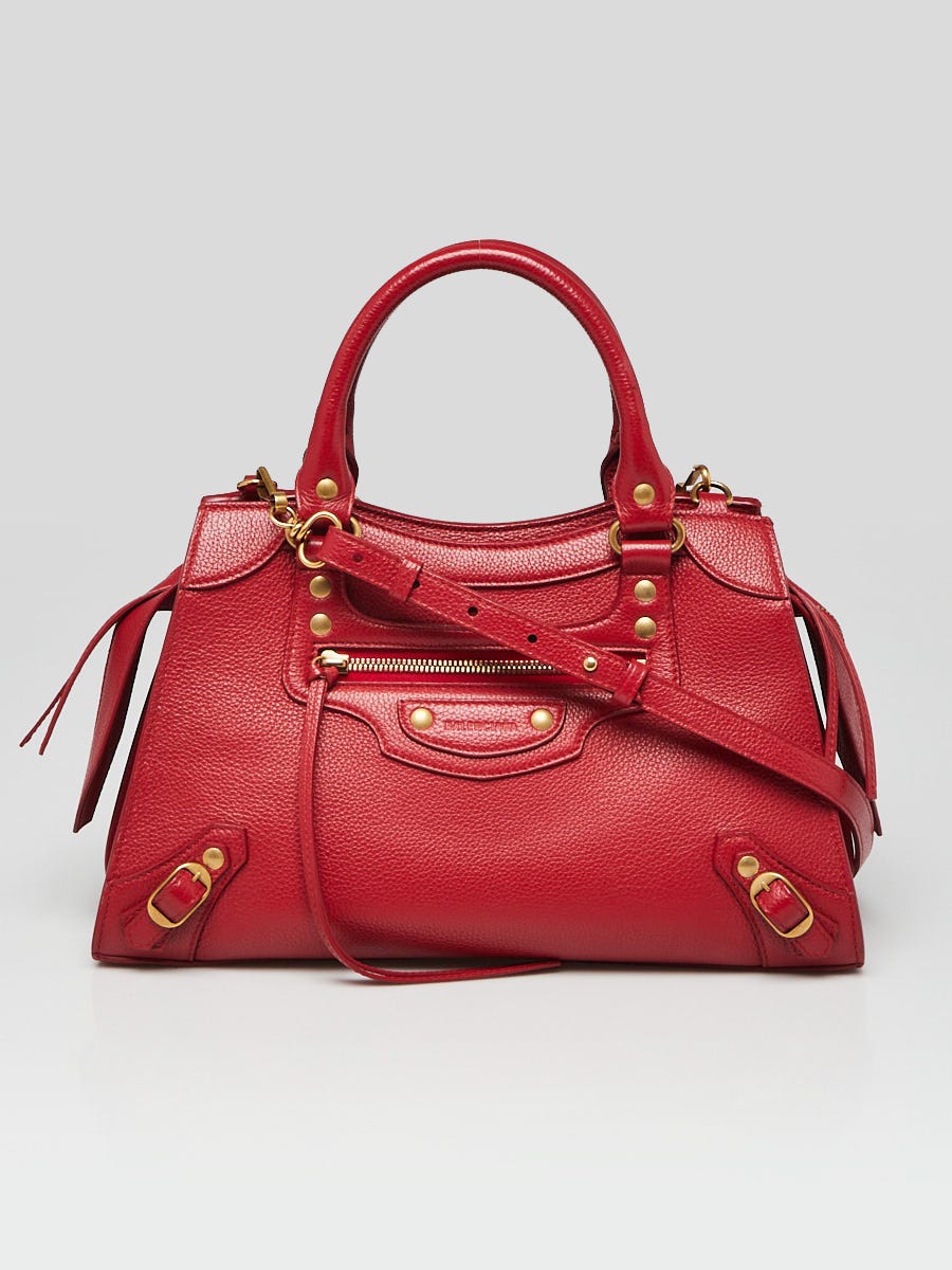 Balenciaga Red Grained Calfskin Leather Neo Classic Small City Bag