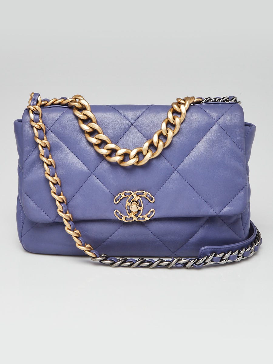Chanel Purple Quilted Goatskin Leather Chanel 19 Large Flap Bag