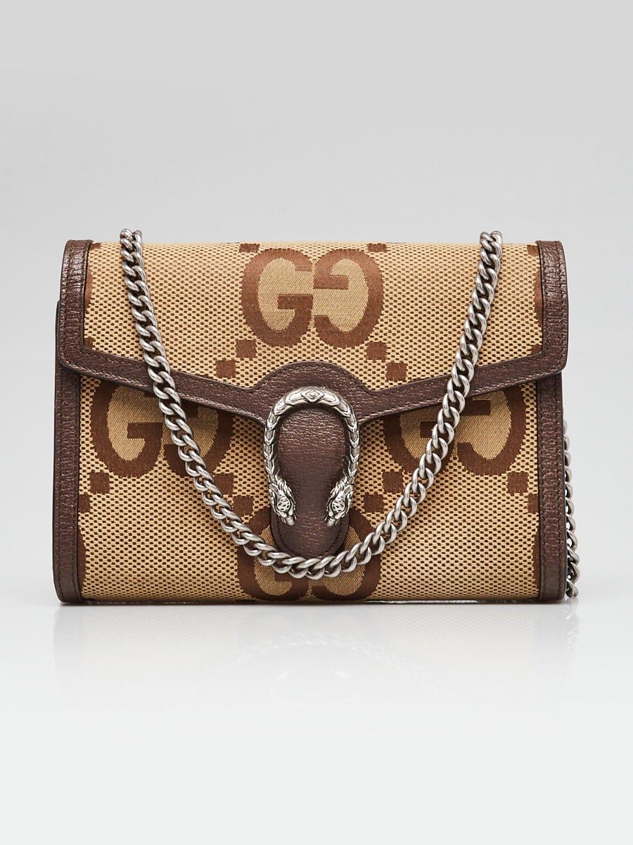 Gucci Beige/Ebony Jumbo GG Canvas Mini Dionysus Wallet-On-Chain
