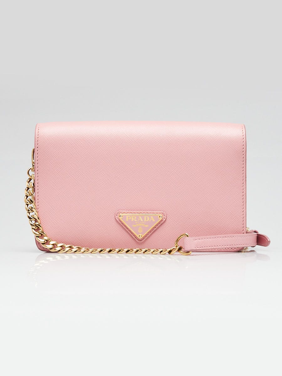 Prada Petalo Pink Saffiano Leather Mini Crossbody Flap Bag 1BH148