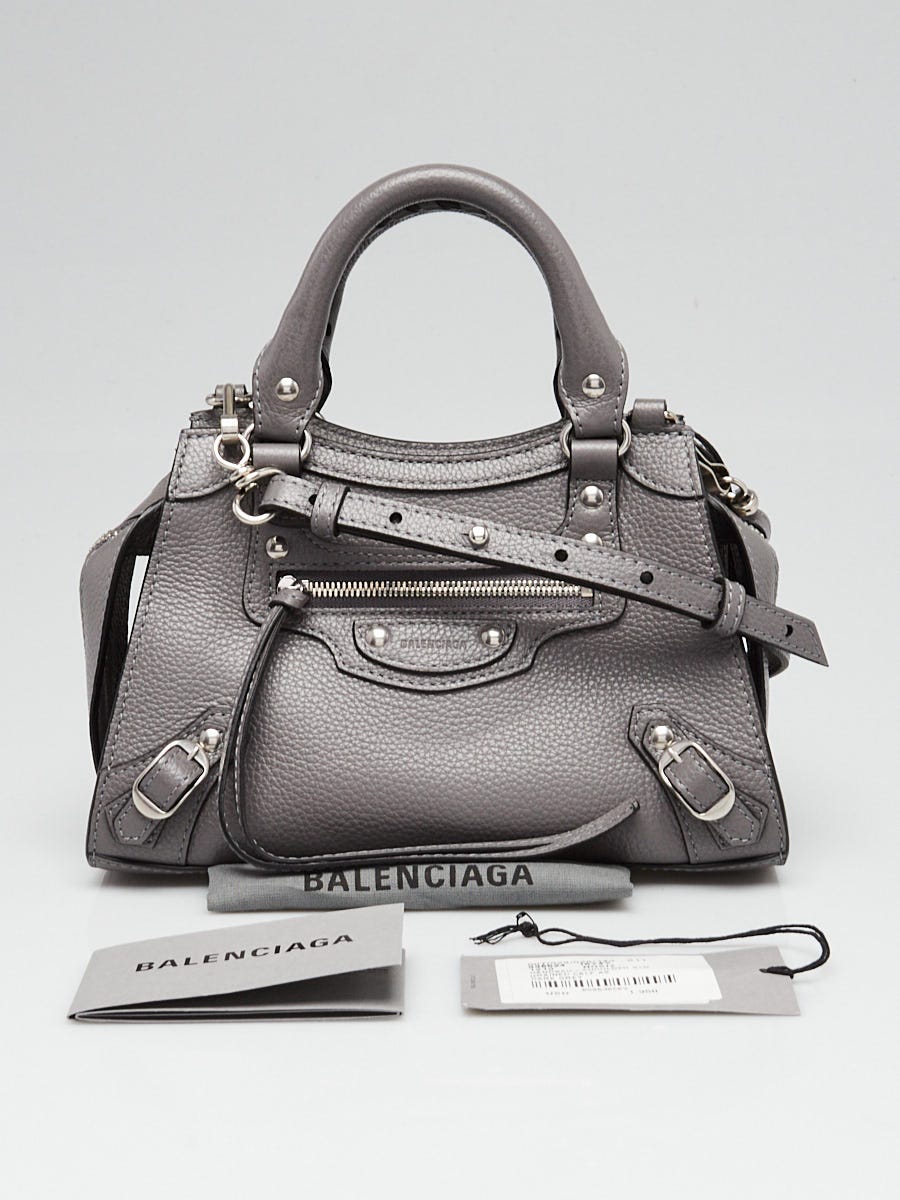 Balenciaga Dark Grey Grained Calfskin Leather Neo Classic Mini