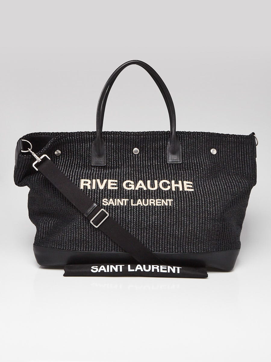 Yves Saint Laurent Black Raffia And Leather Rive Gauche Travel