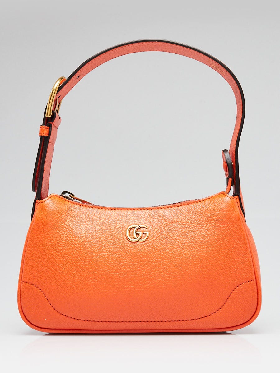 Gucci Orange Leather Double G Aphrodite Mini Shoulder Bag
