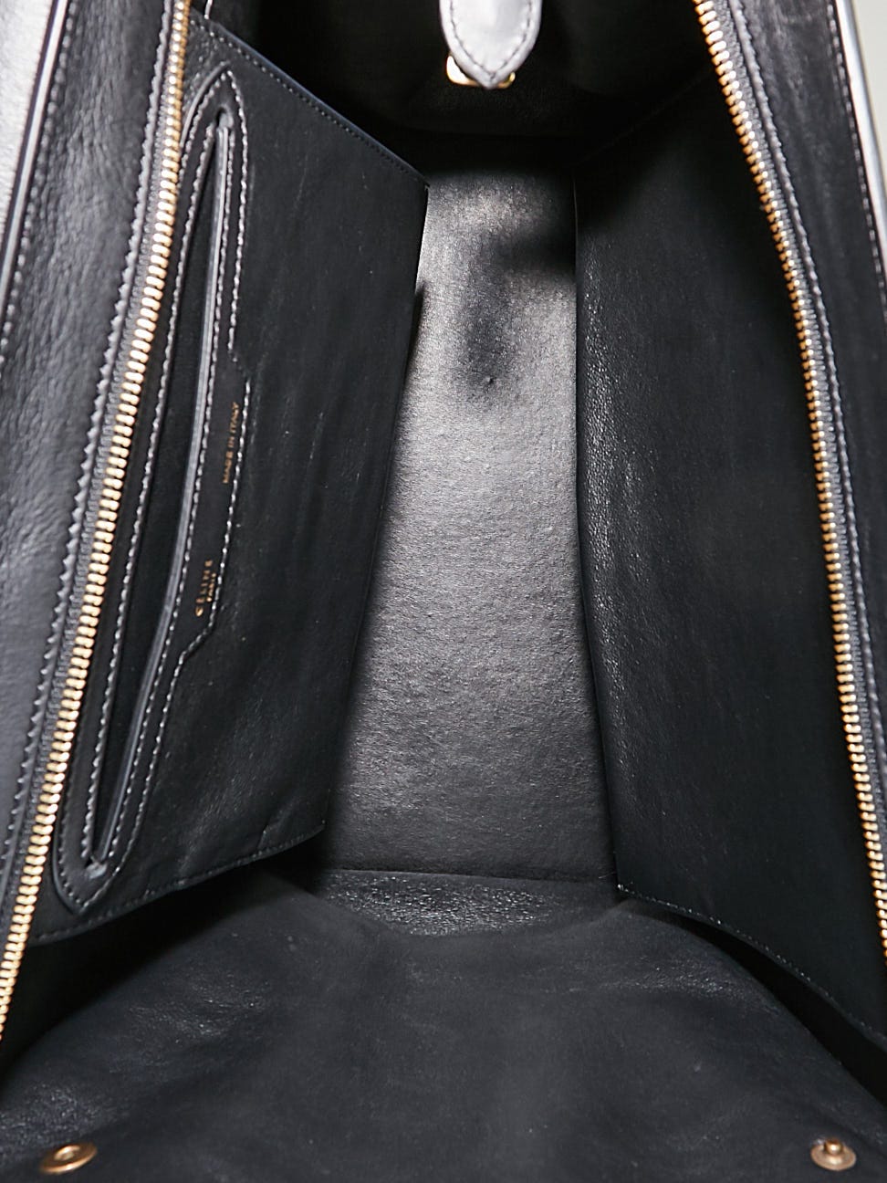 Celine Black Crocodile Embossed Leather and Suede Large Trapeze