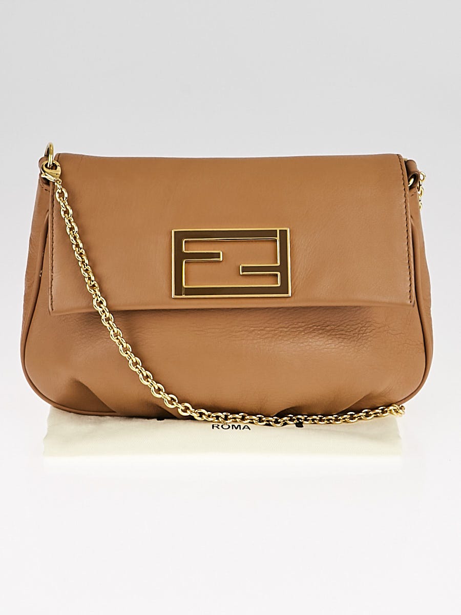 Fendi Tan Leather Fendista Pochette Crossbody Bag 8M0276 | Yoogi's