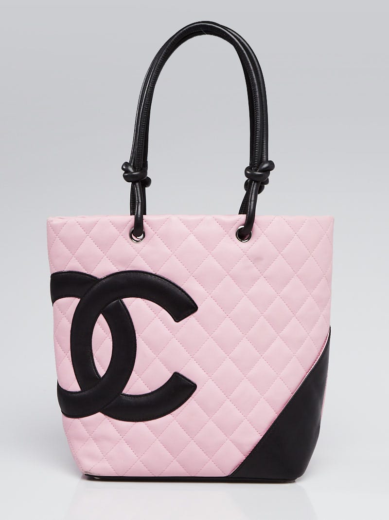 Chanel Pink/Black Quilted Cambon Ligne Medium Tote Bag | Yoogi's