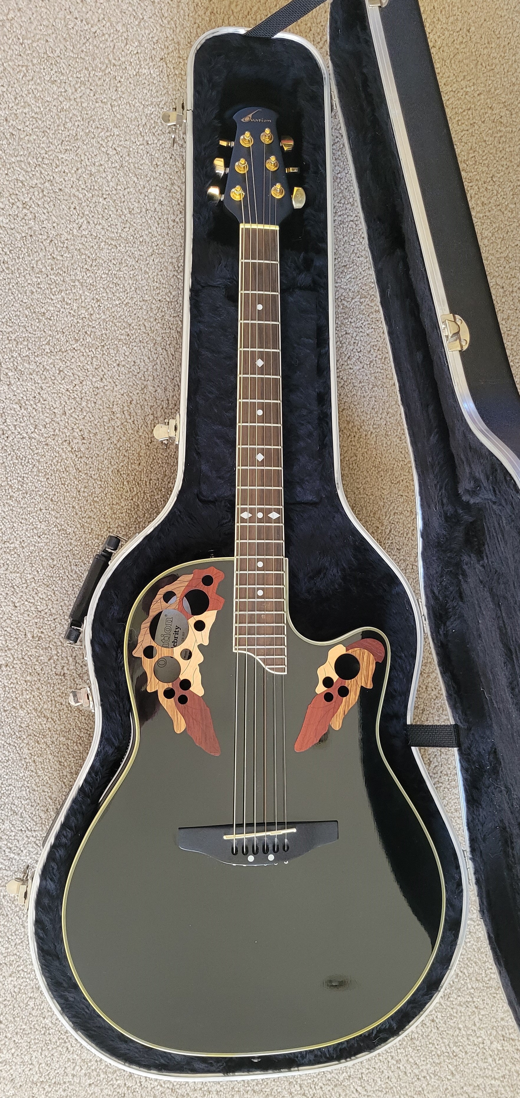 Ovation Celebrity CS 257 Acoustic Electric Guitar, Gloss Black