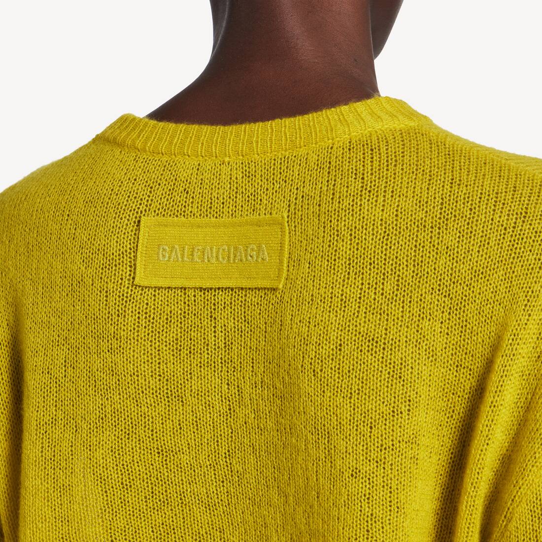 Women's Cropped Crewneck in Dark Yellow | Balenciaga US