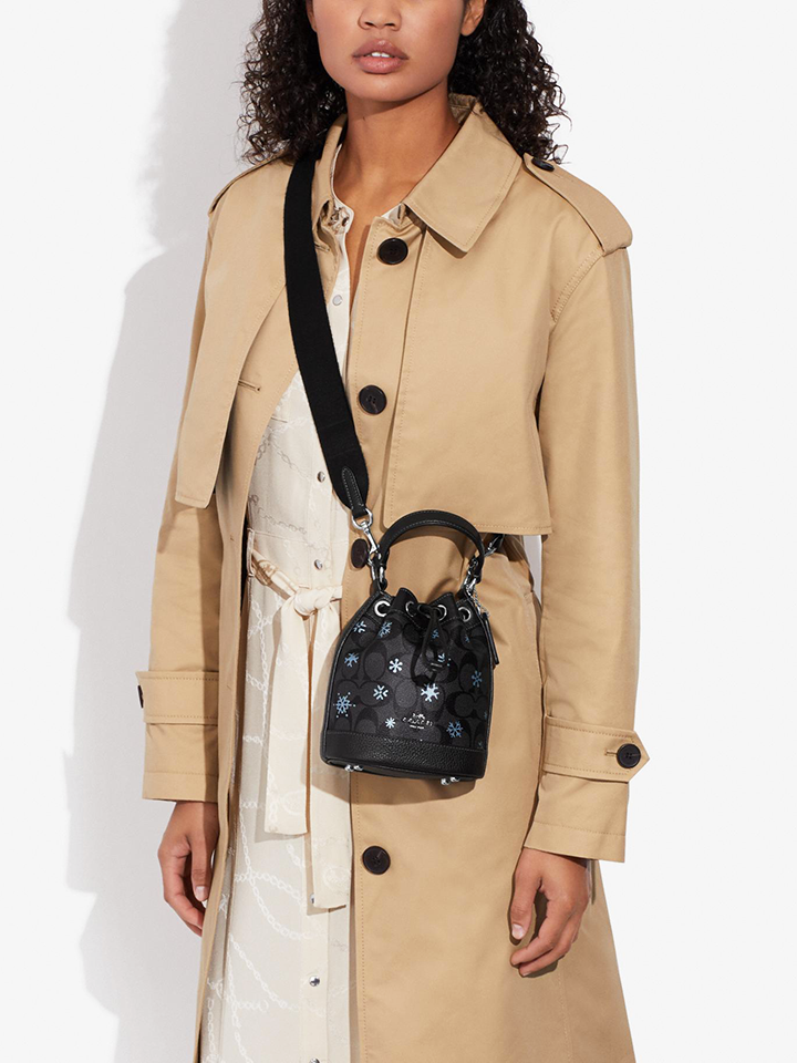 Coach Dempsey Drawstring Bucket Bag 15 In Signature Canvas With