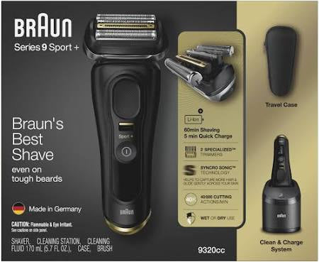 BRAUN Series 9 Sport + 9320CC Wet & Dry Clean & Charge System