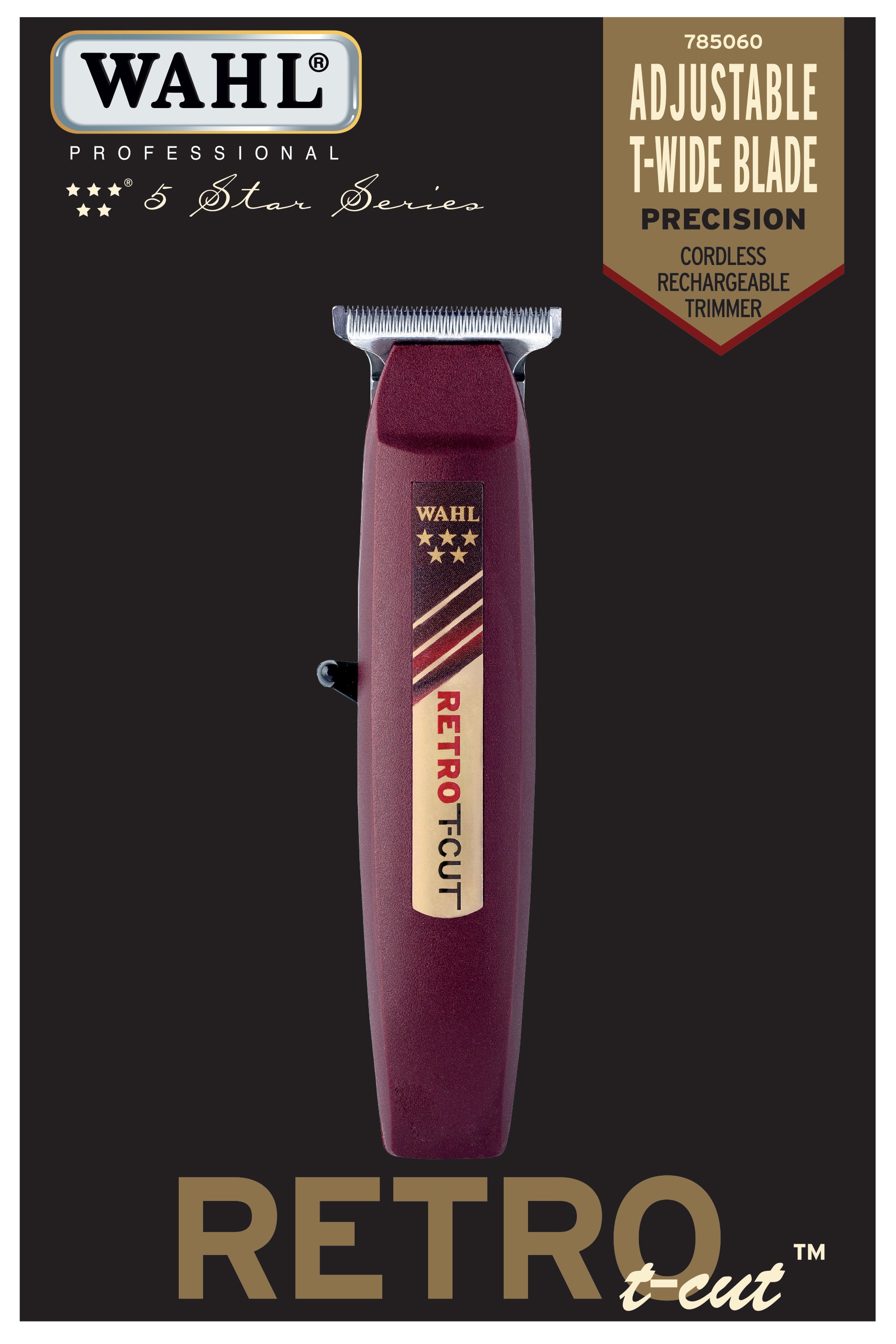 Wahl 5 Star Retro T-Cut Trimmer (With 3 Guides, T-Wide Blade