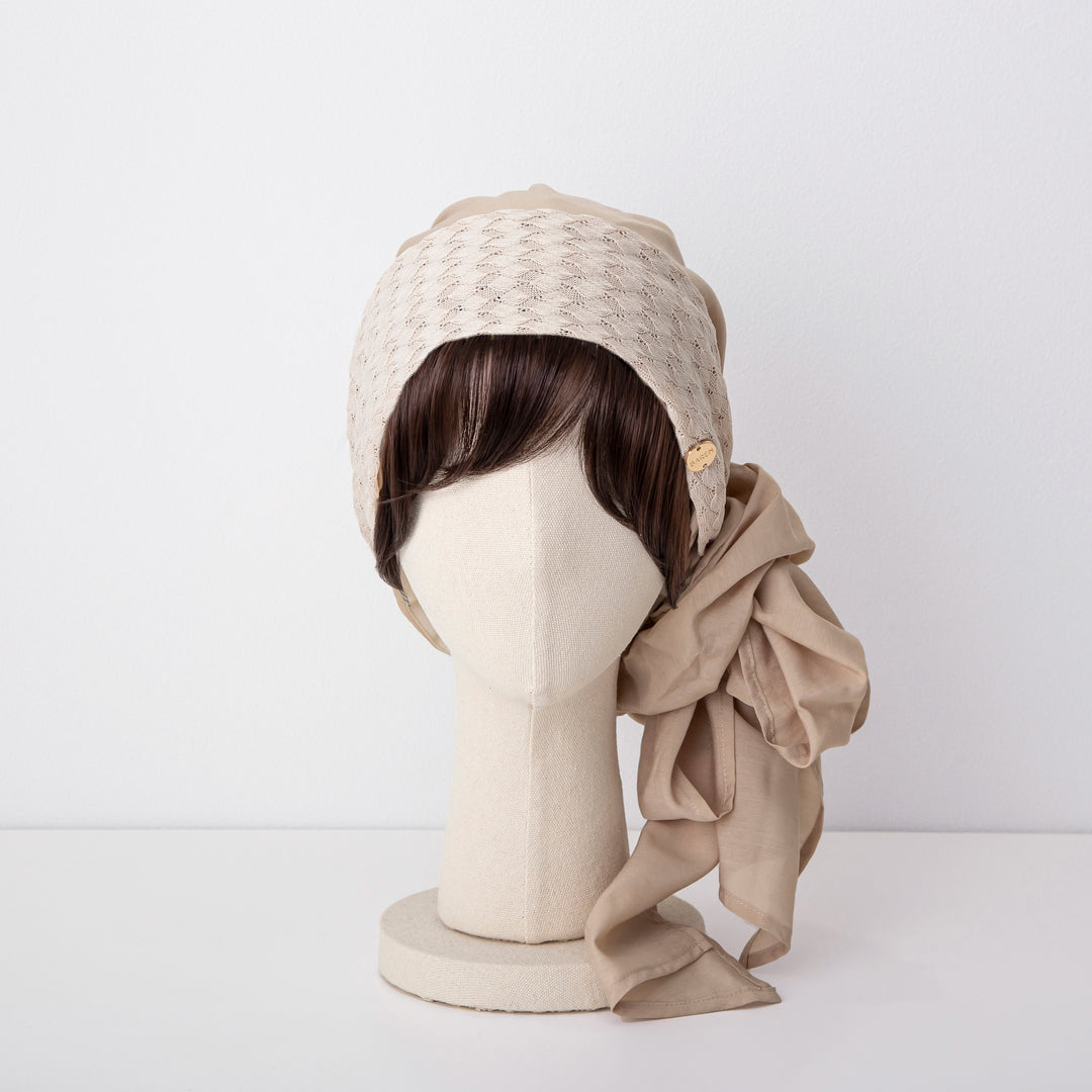 SCARF HAT (M) / KnitLace-Beige – BAREN（バレン）