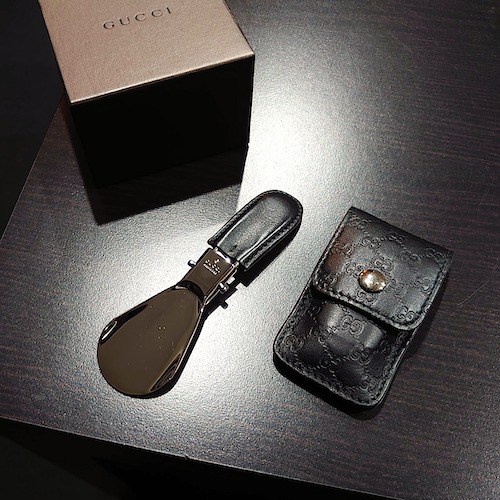 GUCCI グッチ 折りたたみ 靴べら シューホーン ケース付 携帯用