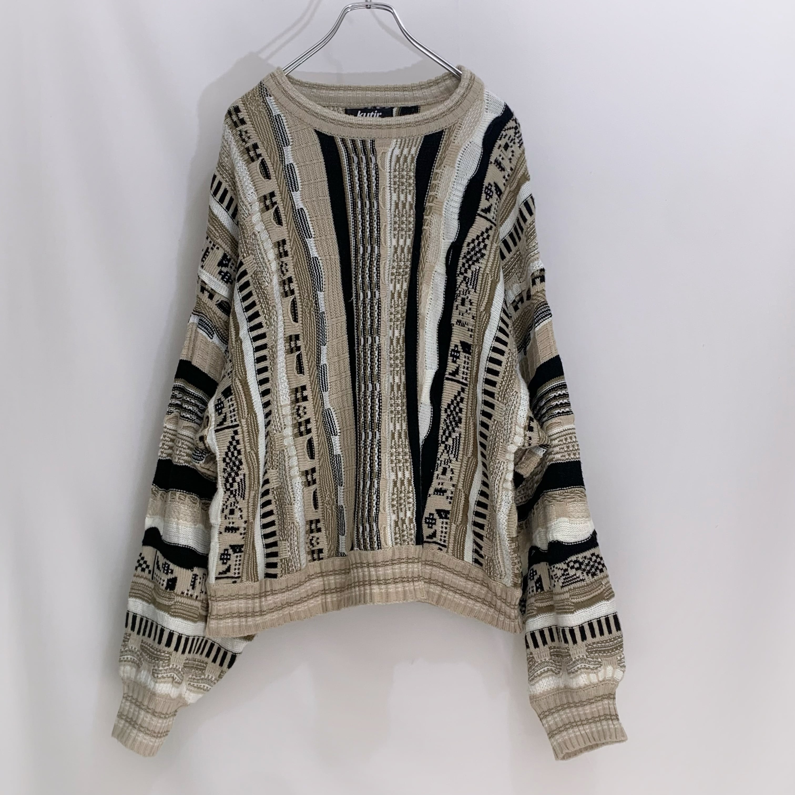 3Dニット 立体編み ニット セーター ベージュ クージー風 | FREEKS WEAR