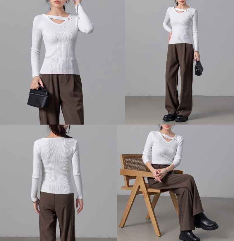 メール便】ハートデザインネックニット／tops2161 | DAY CLOSET