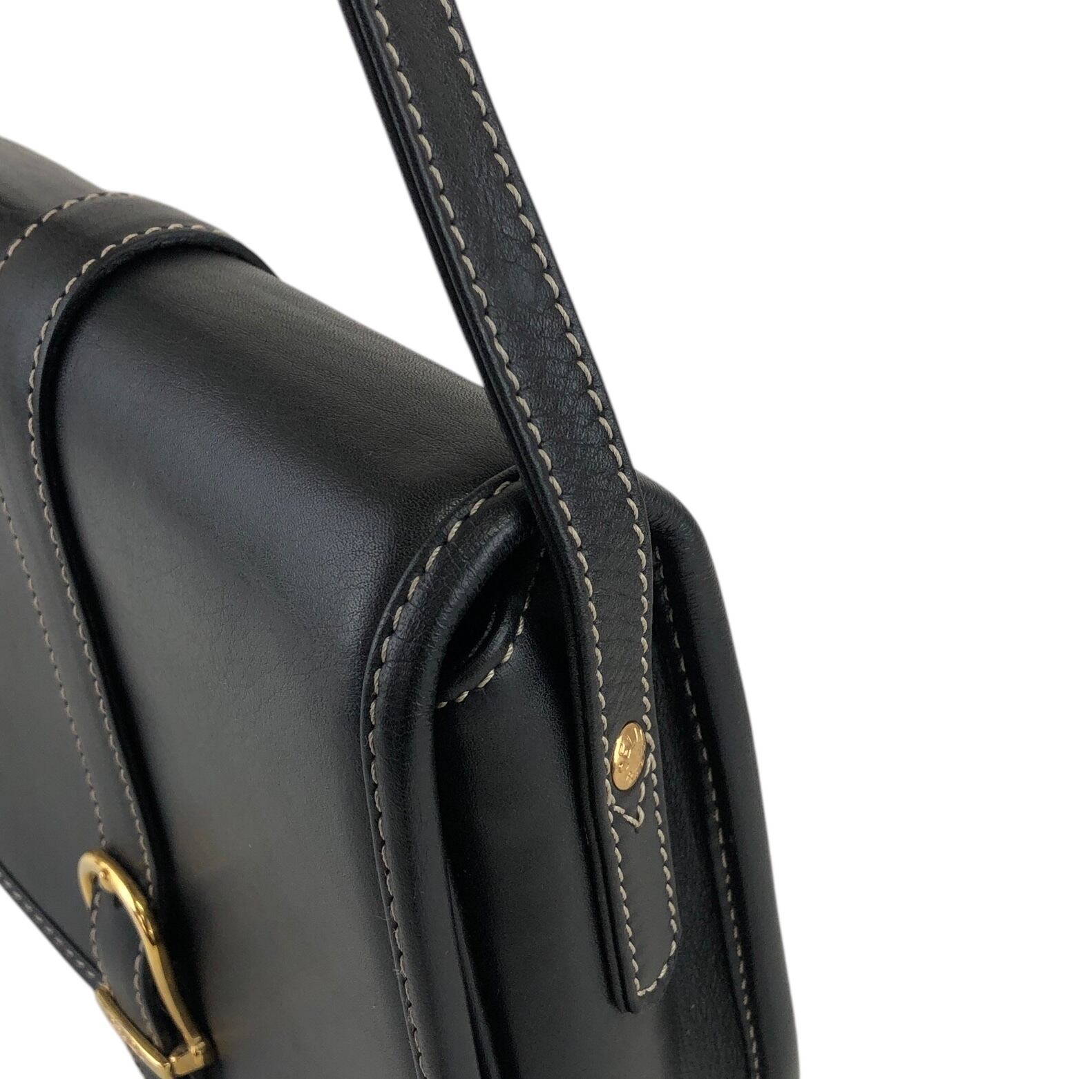 CELINE セリーヌ ショルダーバッグ ブラック ベルトバックル レザー