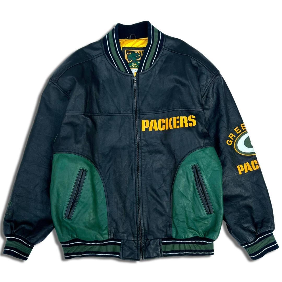 90s GⅢ NFL レザージャケット XL ブラック グリーンベイ・パッカーズ