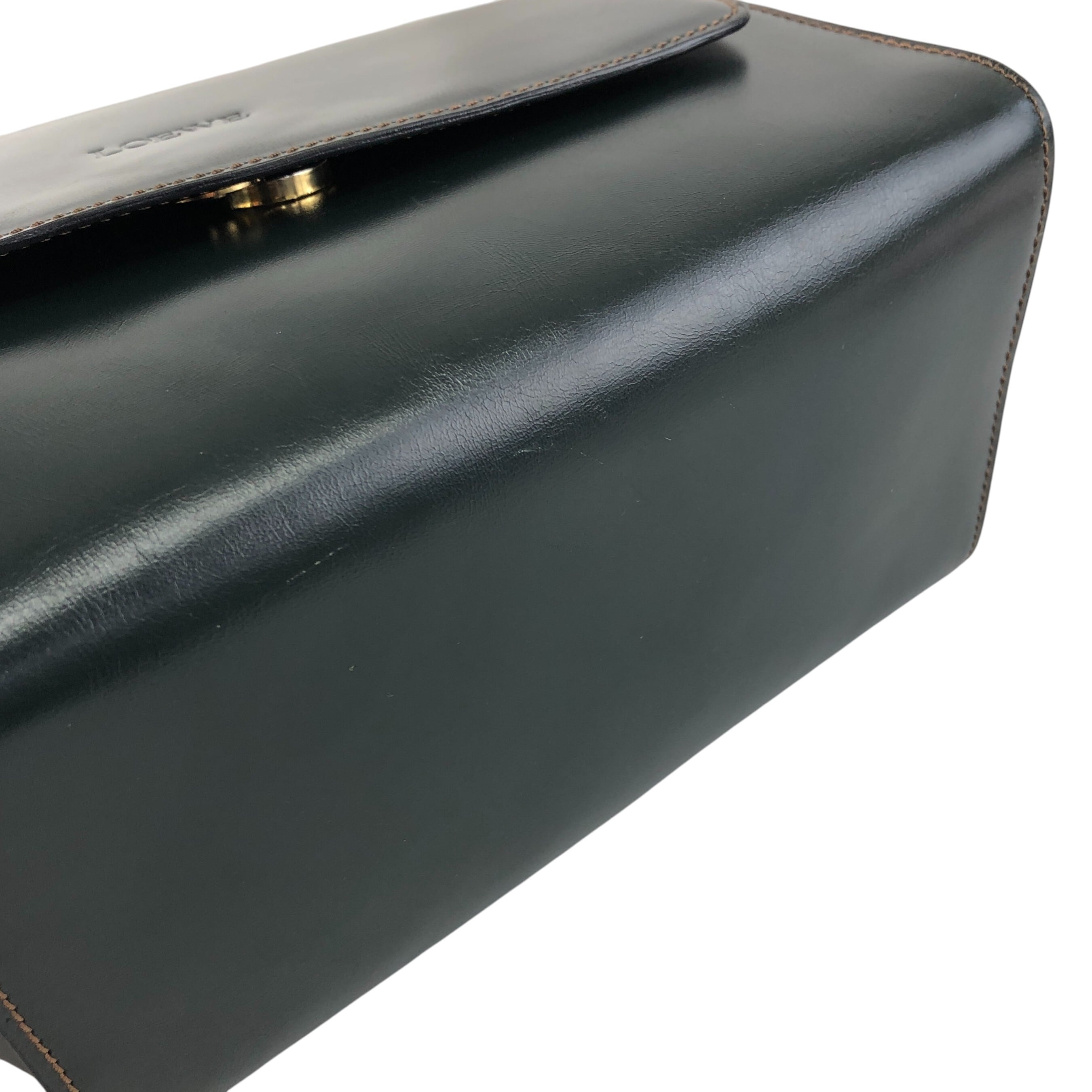 LOEWE ロエベ ショルダーバッグ ダークグリーン ロゴ レザー vintage