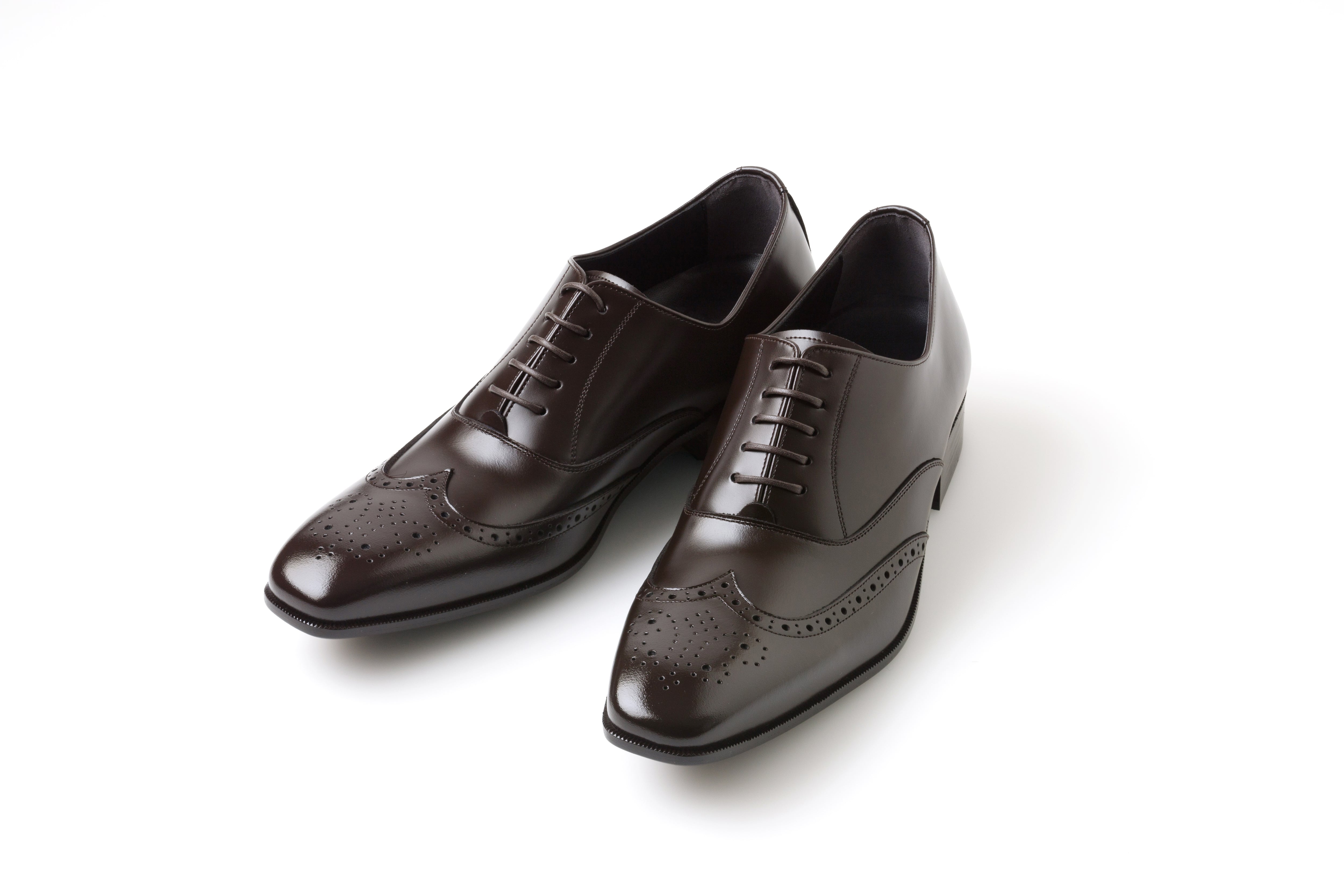 6cmUP シークレットシューズ〉ウイングチップ／茶 | 6cmアップのメンズ