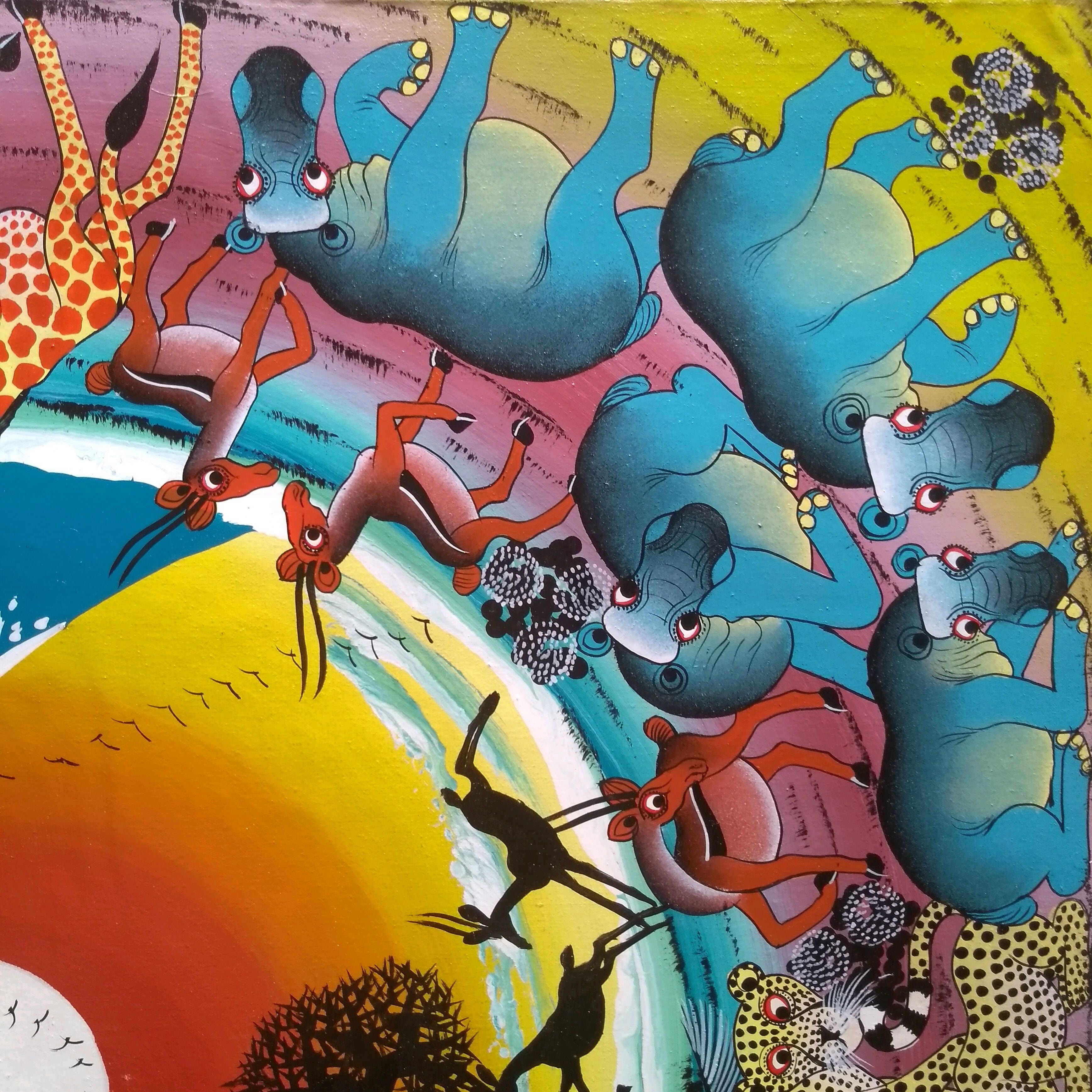 Animal circle 1 』Big-Tingatinga by Mteko 60*60cm | Duka La