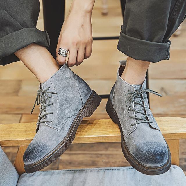 予約販売】ショートブーツ メンズ 艶消し アンティーク調 シューズ 靴