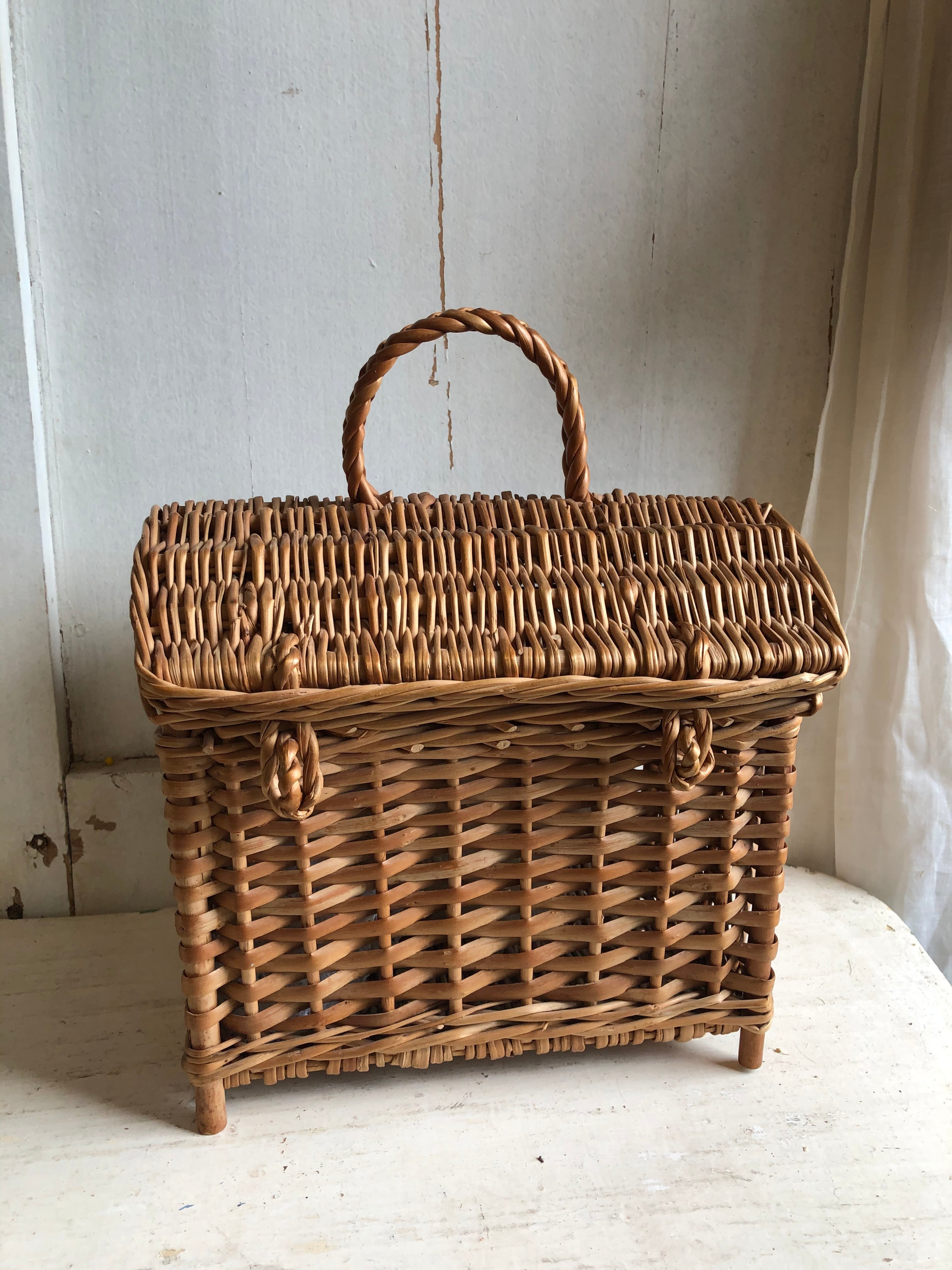 フランス 蓋付きカゴケース バッグ | Brocante de La Cocotte