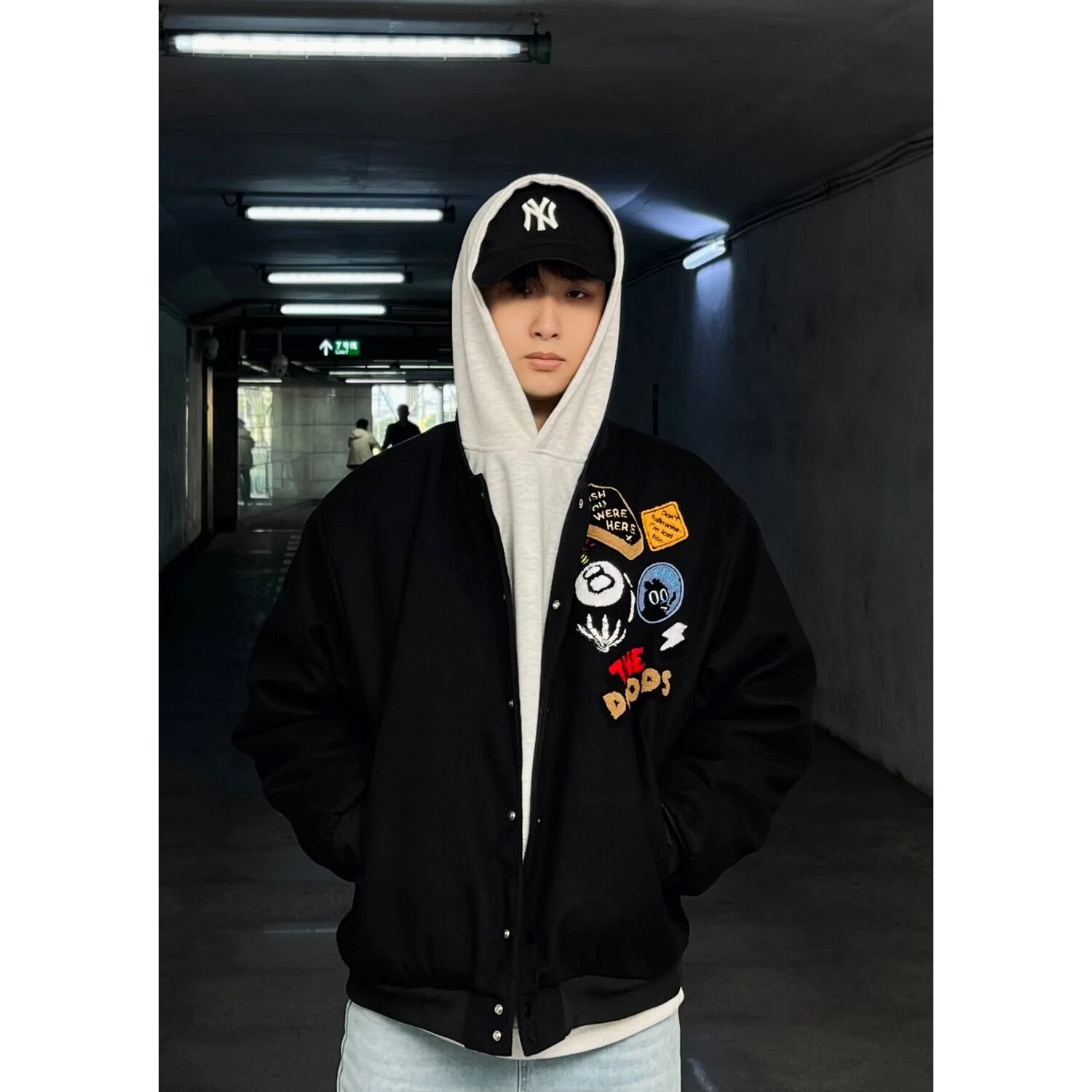 暖かさUP】ブラック8刺繍 中綿スタジャン T1398 | wshot