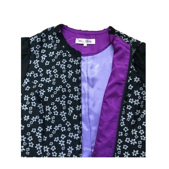 スーパービューティー ワンピース 花柄ジャガード織 袖切替 2426014