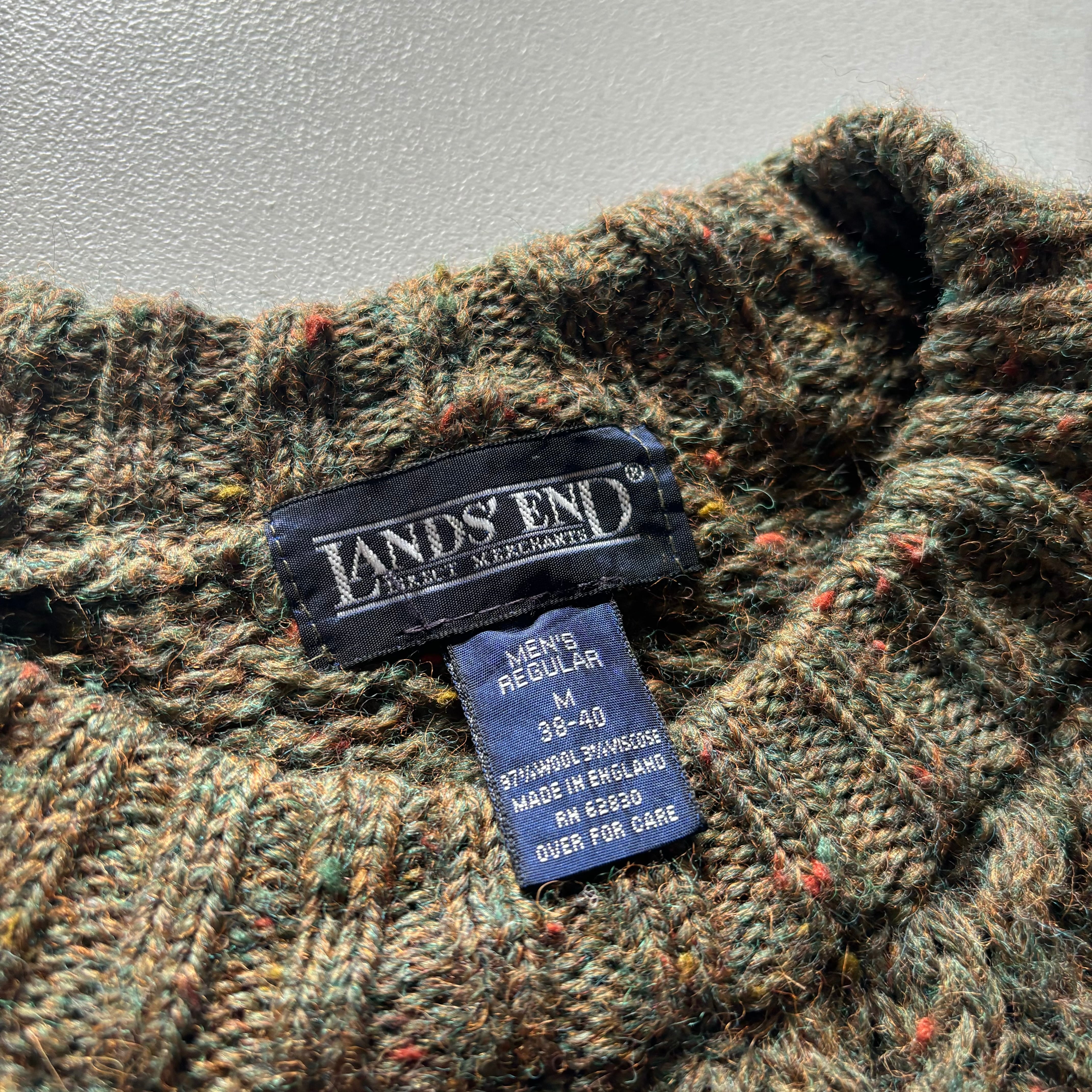 90s LANDS'END multicolored nep Alan knit sweater “size M” 90年代
