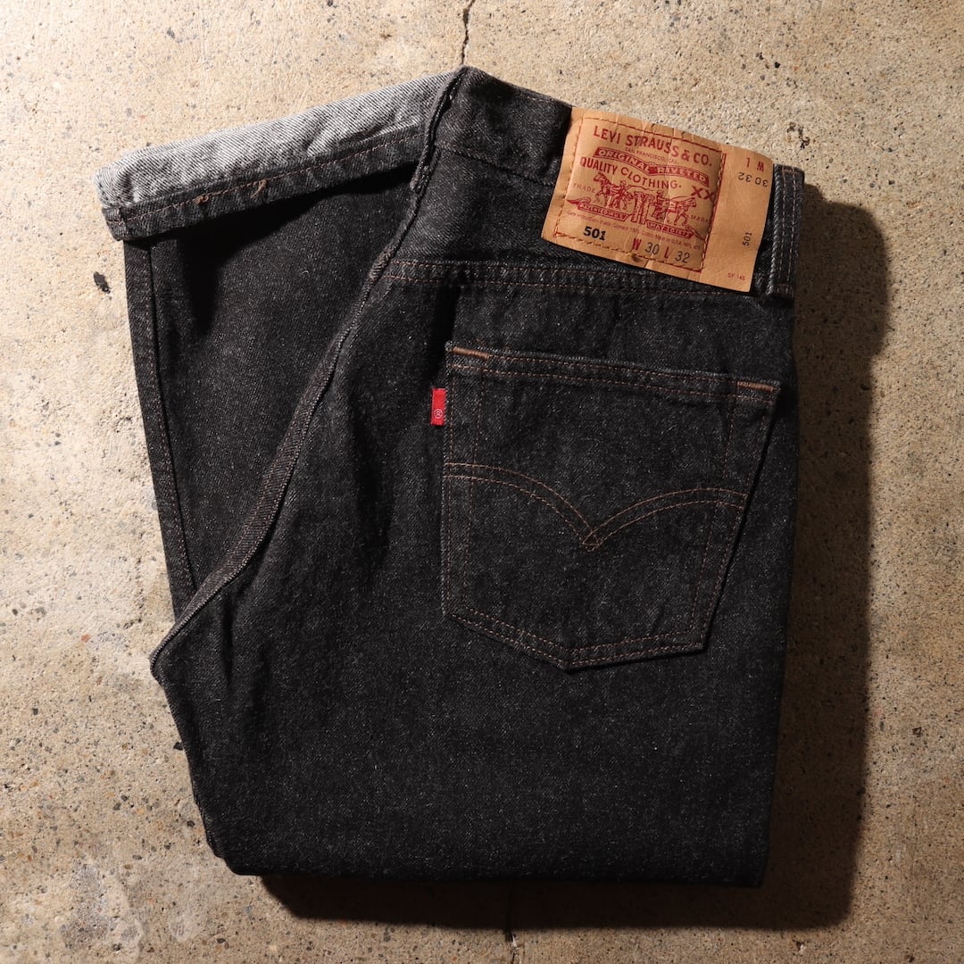 Deadstock 30×32 先染め 米国製 Levi's 501 ブラックデニムパンツ