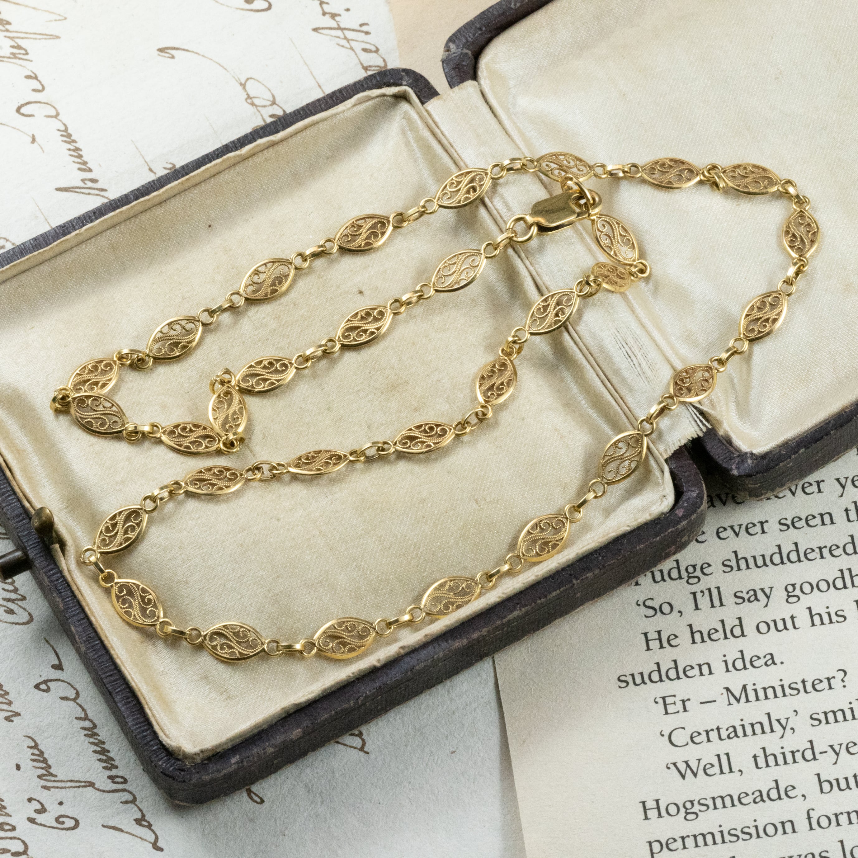 希少】フランス アンティーク K18 フィリグリー チェーンネックレス