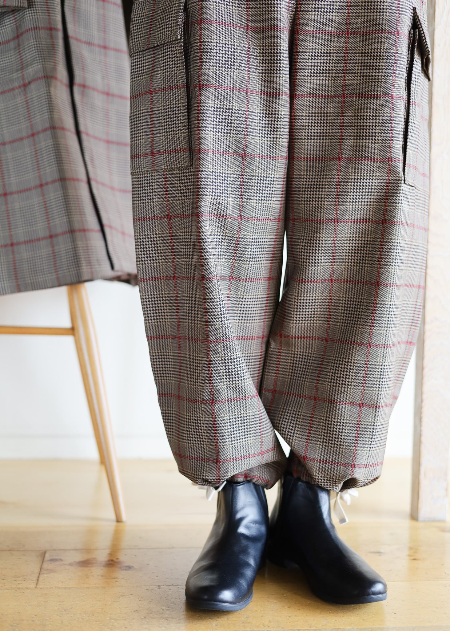 Honnete - New Jumpsuit ジャンプスーツ - ブラウンチェック | merle