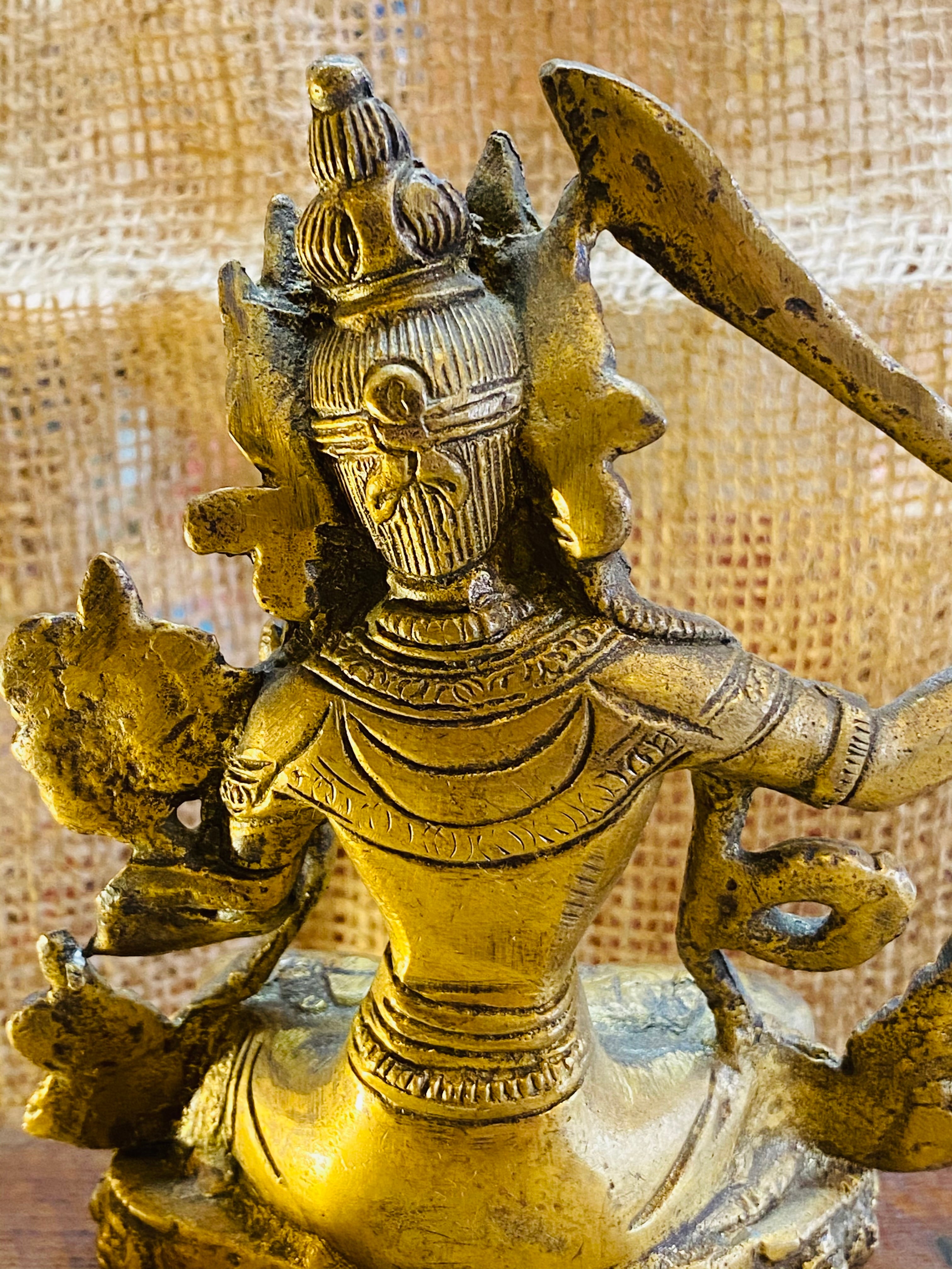 文殊菩薩】マンジュジュリー 高さ15cm 945g 仏像 真鍮製 NS494 | 地球