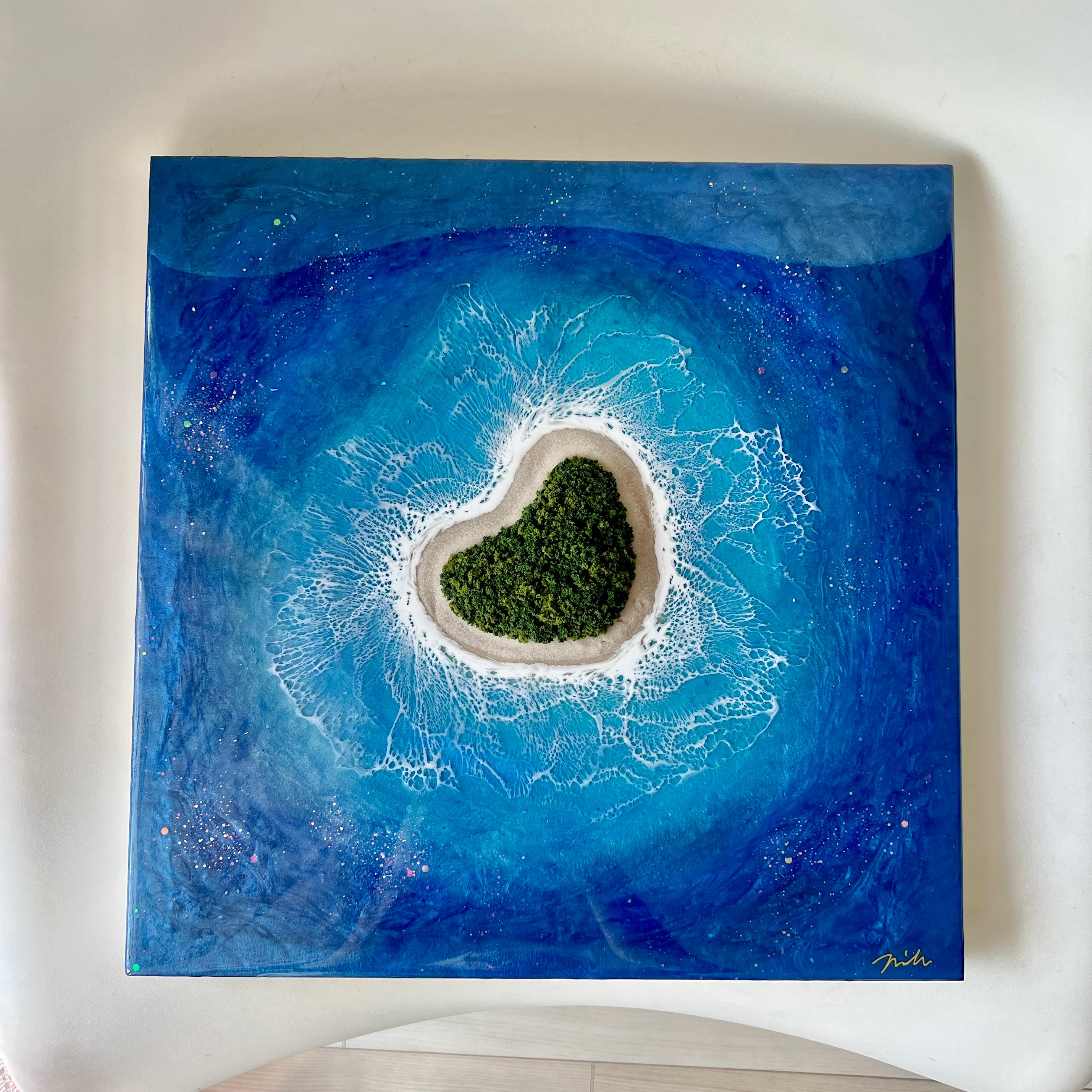 送料無料】レジンアート海 ”人魚姫の世界 2023 009” 原画 333mm× 333mm