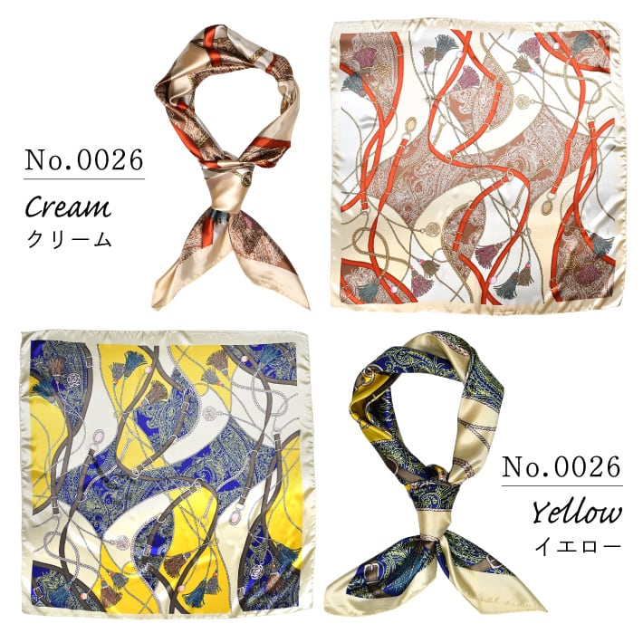 大判 正方形 スカーフ 90cm E シルク調 レディース ストール | HAPI&Co