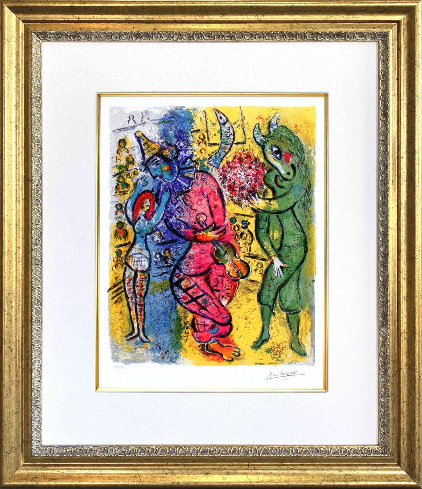 マルク シャガール絵画「サーカス2」額縁4色選択可能 作品証明書 展示