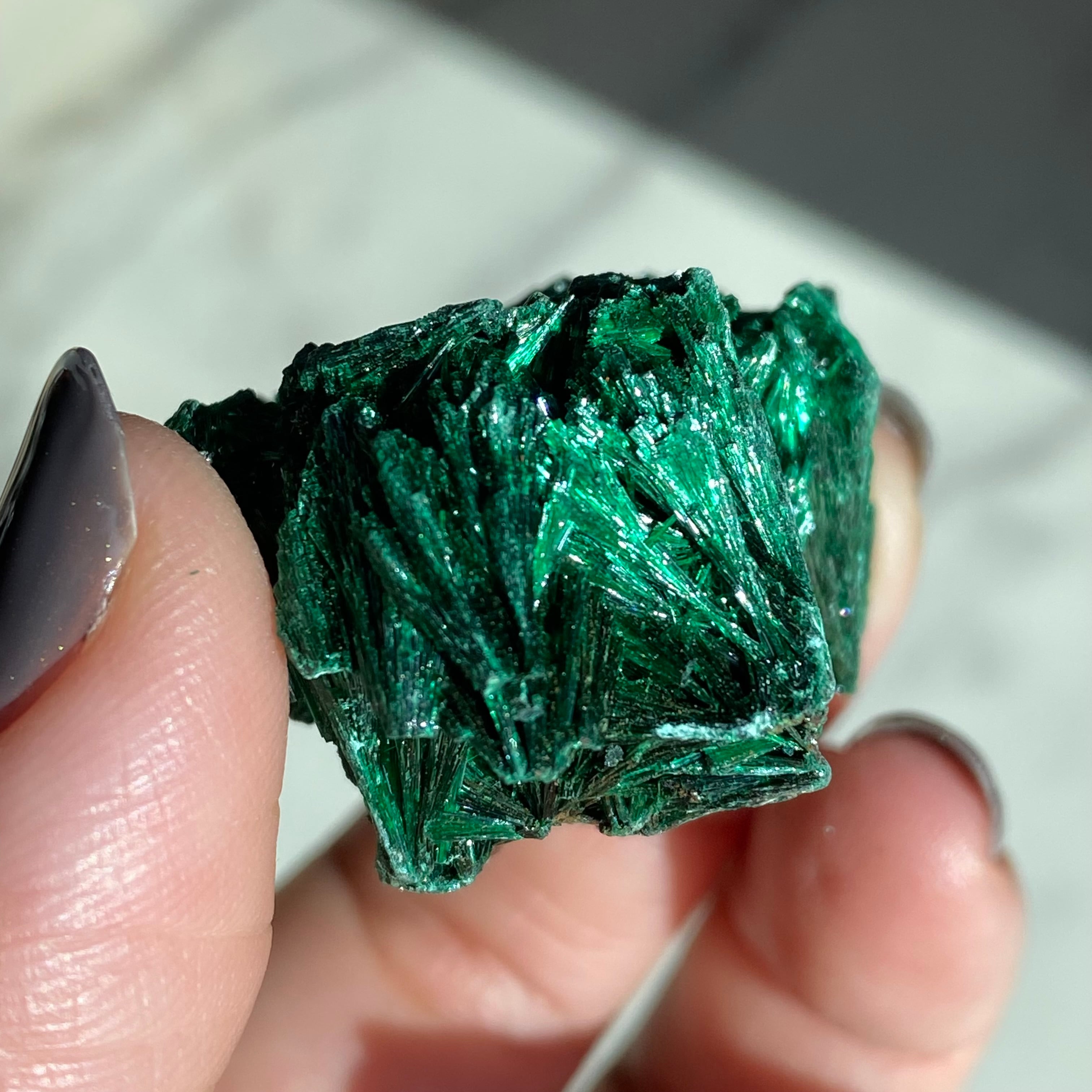 コンゴ産《繊維状結晶 マラカイト④》孔雀石 天然石 鉱物