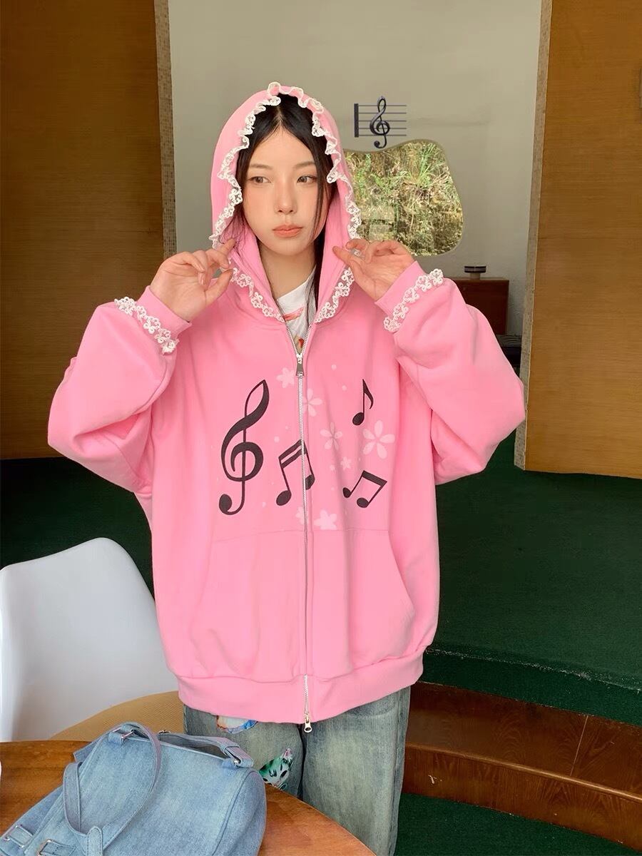 パーカー スウェット ヒップホップ ストリート 音楽 音符 トレーナー