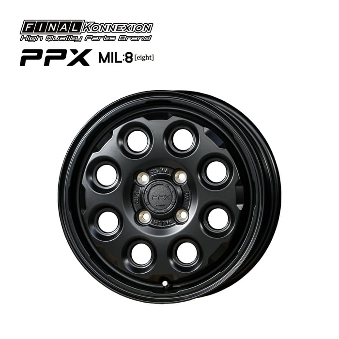 PPX MIL:8】 14インチホイール 4本セット 14×4.5J +45 4/100 VIA/JWL