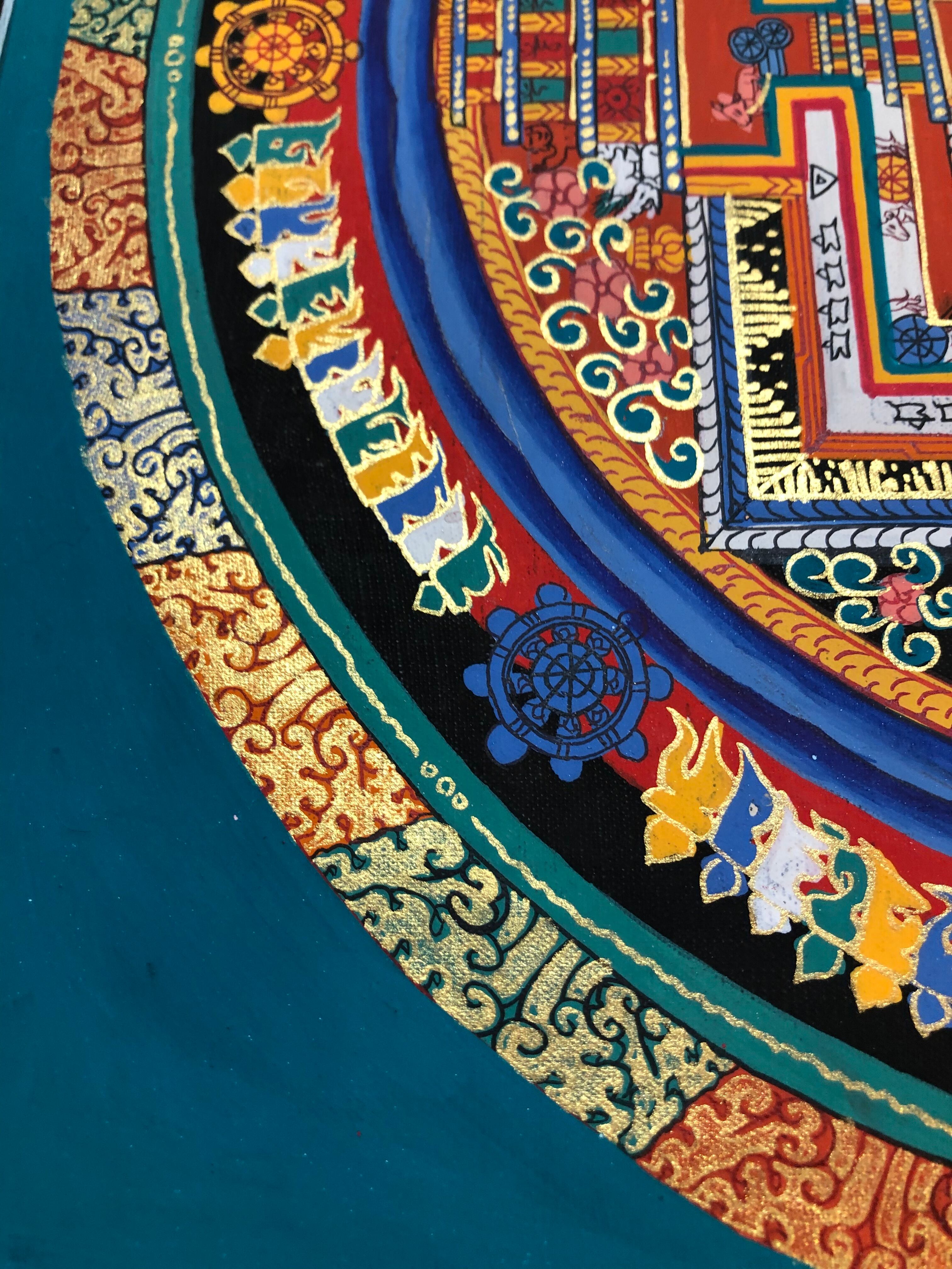 手描き肉筆画【カーラチャクラマンダラ】時輪曼荼羅 タンカ TA05