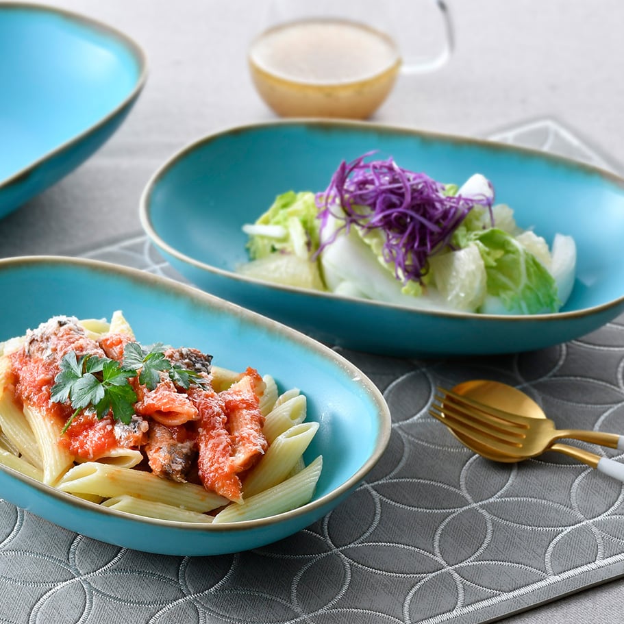 ターコイズブルー オーバルボウル 渕錆 | 波佐見焼 和食器の通販｜長十郎窯